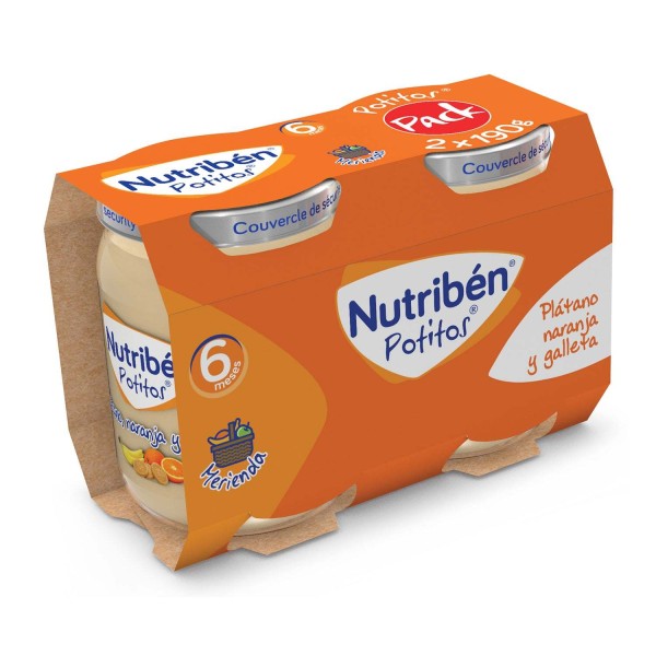 Nutribén Potitos Plátano, Naranja Y Galleta 2udsX190g
