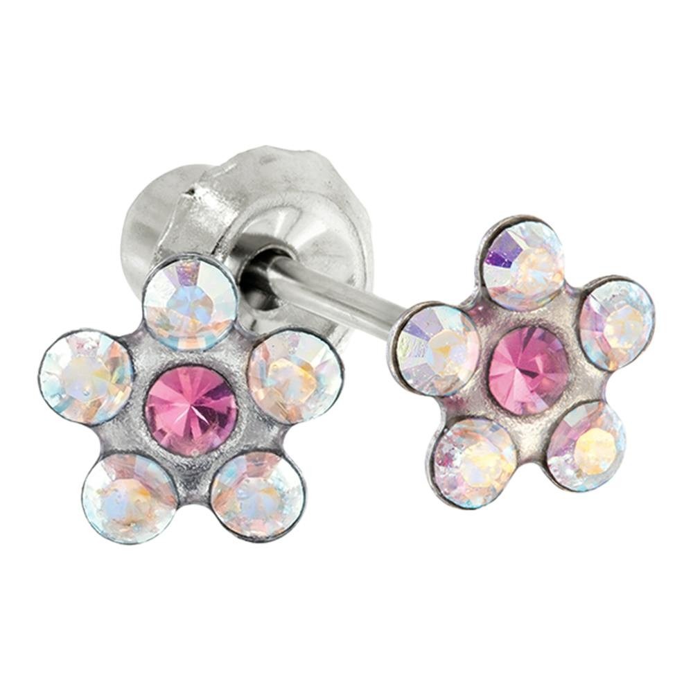 Pendiente Prim Inv Ace-Flor Nat-Rosa 2 U